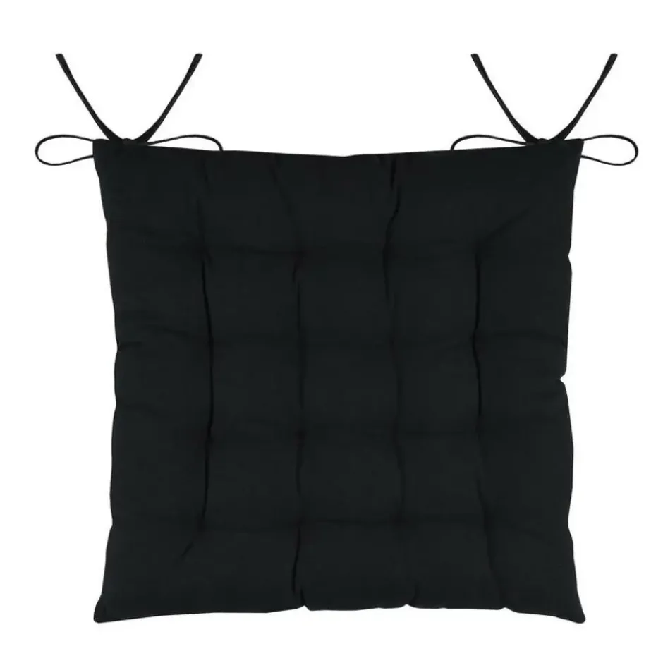 Stof Textile stoelkussens - zwart - 38 x 38 x 3.5 cm