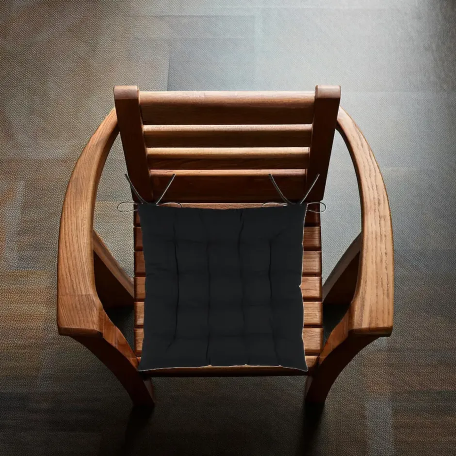 Stof Textile stoelkussens - zwart - 38 x 38 x 3.5 cm