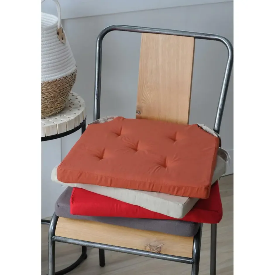 Stof Textile stoelkussen - taupe - 38 x 38 x 4 cm