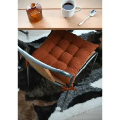 Stof Textile stoelkussen - wijnrood - 38 x 38 x 5 cm