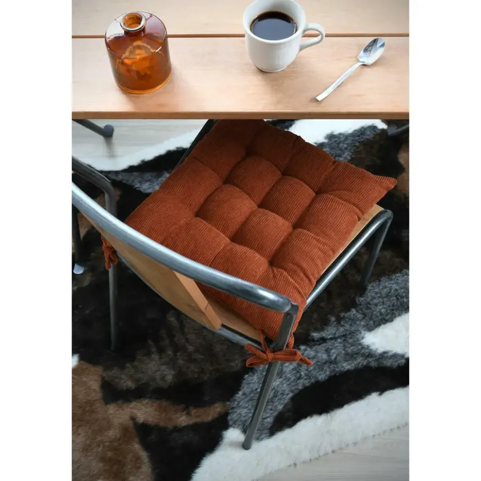 Stof Textile stoelkussen - wijnrood - 38 x 38 x 5 cm
