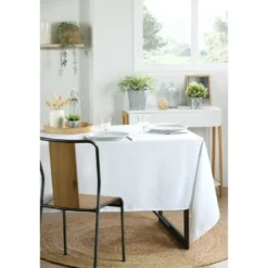 Stof Textile Tafelkleed - 145 x 240 cm - wit - Tafellaken