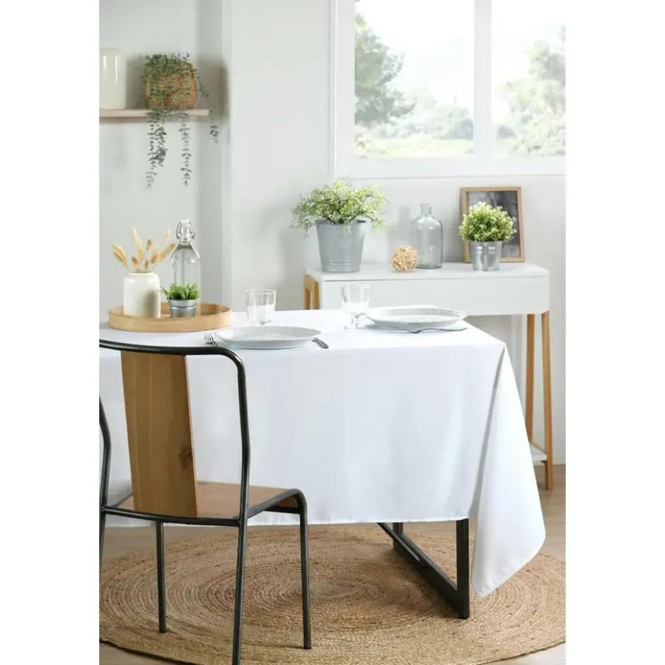 Stof Textile Tafelkleed - 145 x 240 cm - wit - Tafellaken