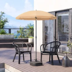 Stok Parasol - 160 cm Diameter - Ronde Tuinparasol - Kantelbaar - Taupe