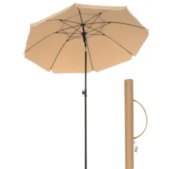 Stok Parasol - 160 cm Diameter - Ronde Tuinparasol - Kantelbaar - Taupe