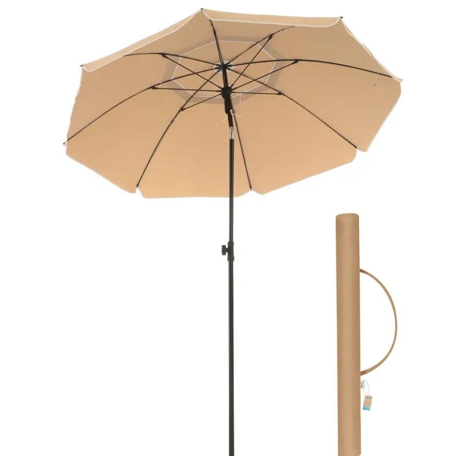 Stok Parasol - 160 cm Diameter - Ronde Tuinparasol - Kantelbaar - Taupe