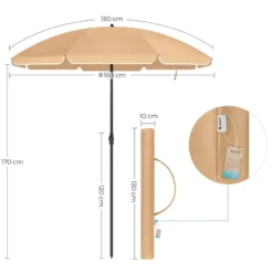 Stok Parasol - 160 cm Diameter - Ronde Tuinparasol - Kantelbaar - Taupe