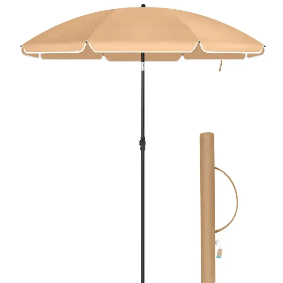 Stok Parasol - 160 cm Diameter - Ronde Tuinparasol - Kantelbaar - Taupe
