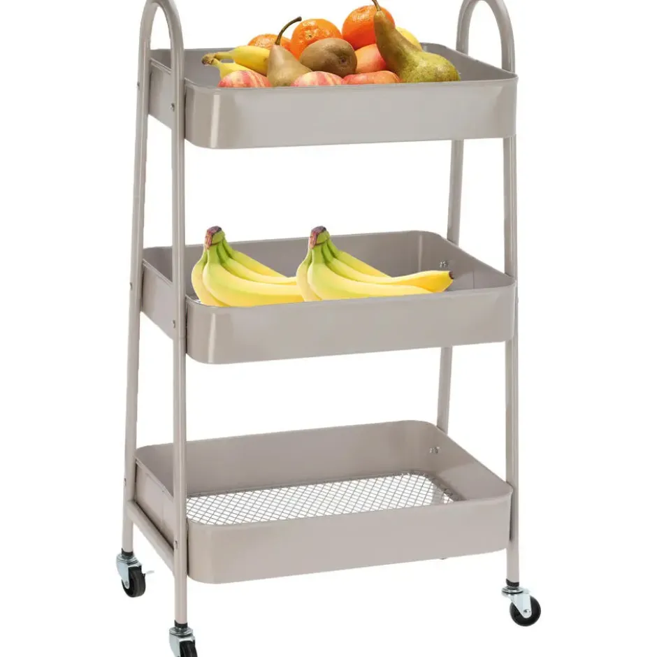 Storage Solutions Keukentrolley - beige - metaal - 79x44x32 cm