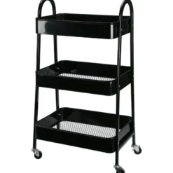 Storage Solutions Keukentrolley - zwart - metaal - 79x44x32 cm
