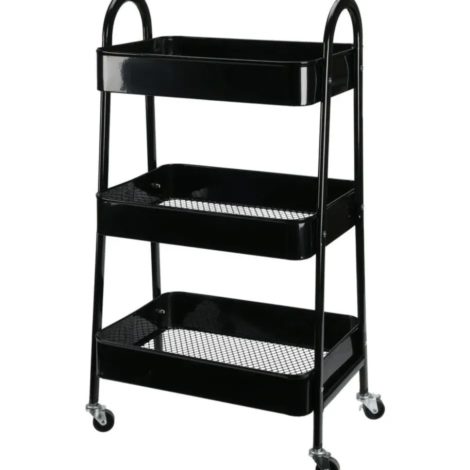 Storage Solutions Keukentrolley - zwart - metaal - 79x44x32 cm