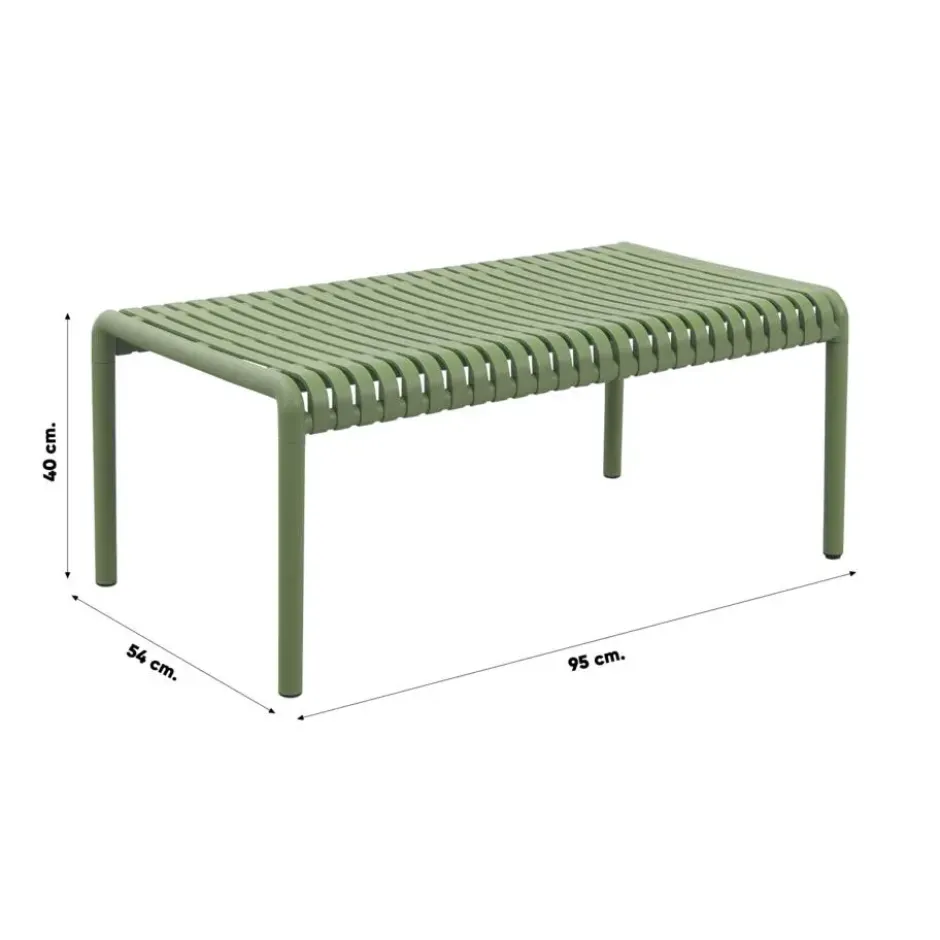 Stripe loungetafel 95x55 cm. - Mosgroen - Weerbestendig