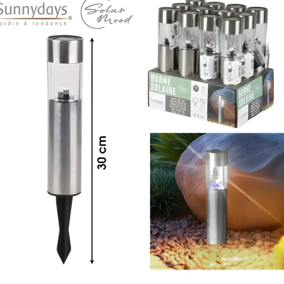 Sunnydays Tuinlampen / prikspot Solento - zilver - RVS - 30 cm