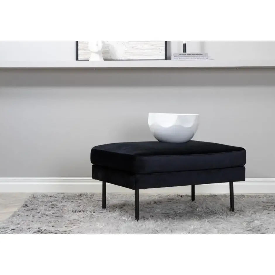 Svea - Rio hocker - velvet - zwart