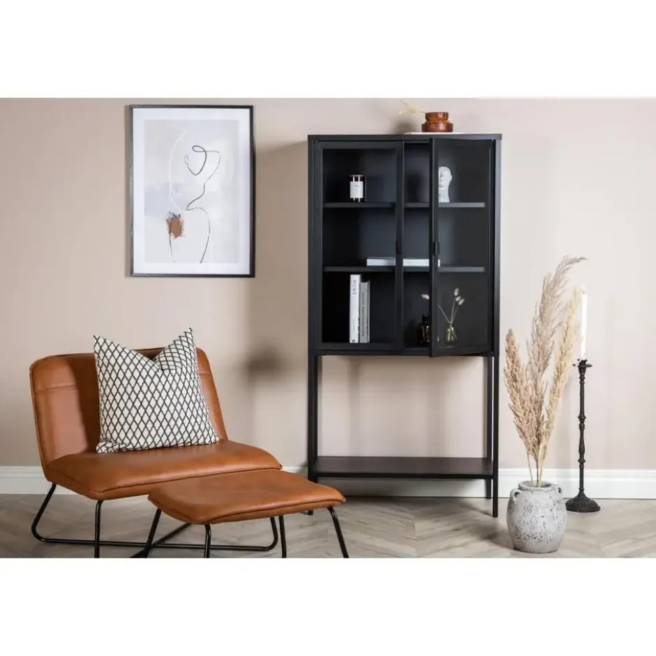 Svea - Zivo vitrinekast - 75 x 150 cm - zwart