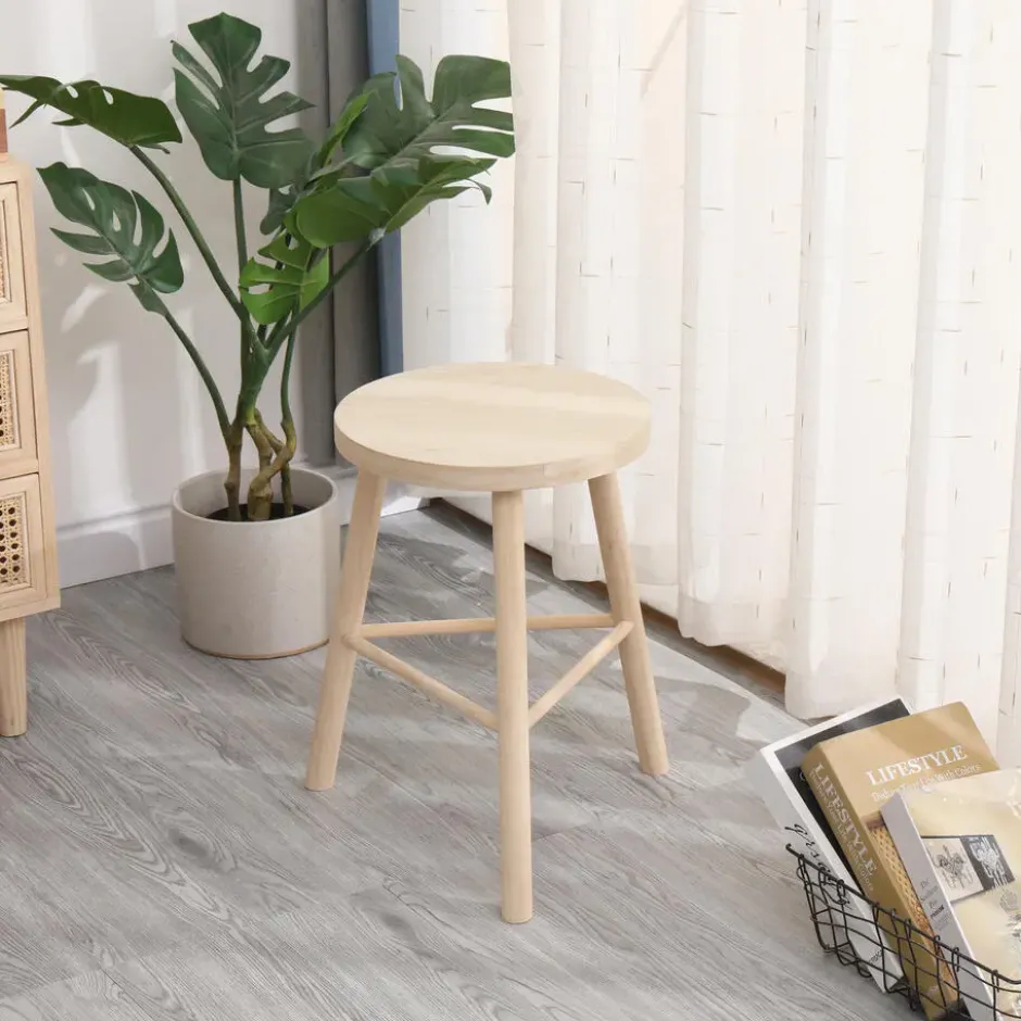 Tabouret van massief grenen