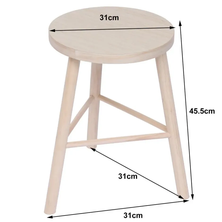 Tabouret van massief grenen