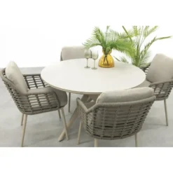 Taste Puglia/Dublin ronde tuinset Ø120 cm. (5-delig) - Latte
