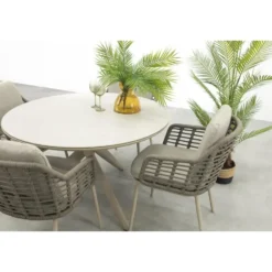 Taste Puglia/Dublin ronde tuinset Ø120 cm. (5-delig) - Latte