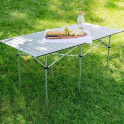 tectake Aluminium campingklaptafel incl. tas 140x70x70 cm, Grijs