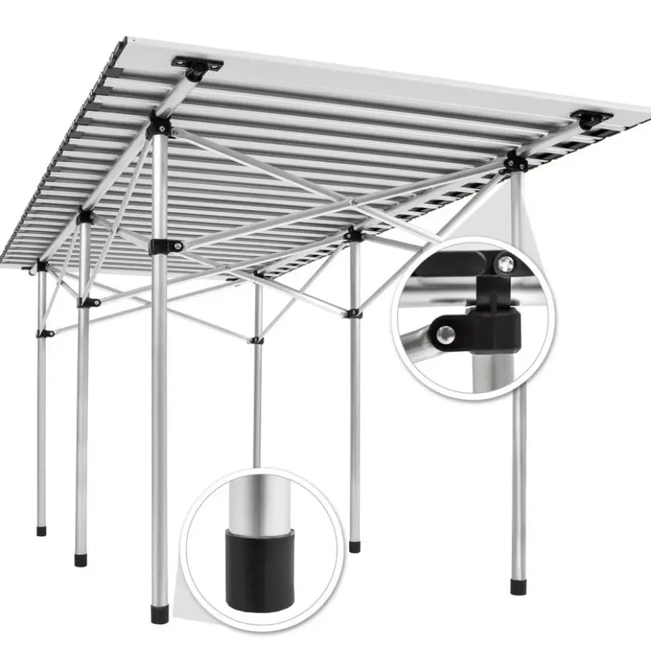 tectake Aluminium campingklaptafel incl. tas 140x70x70 cm, Grijs