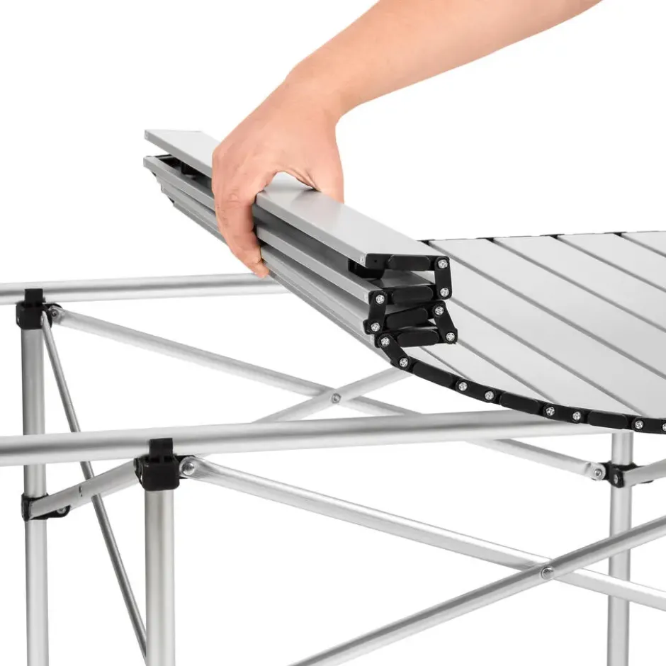 tectake Aluminium campingklaptafel incl. tas 140x70x70 cm, Grijs