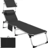 tectake Aluminium ligstoel Aurelie, gestoffeerd, opvouwbaar, Zwart