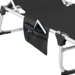 tectake Aluminium ligstoel Aurelie, gestoffeerd, opvouwbaar, Zwart