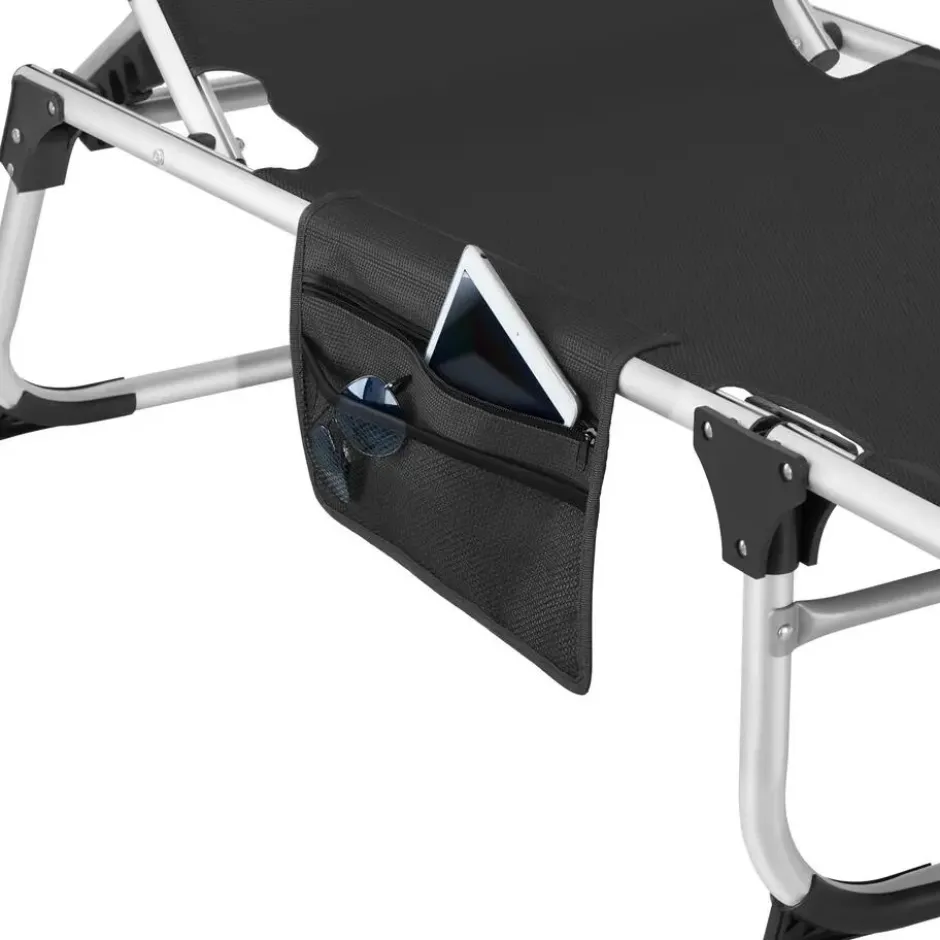 tectake Aluminium ligstoel Aurelie, gestoffeerd, opvouwbaar, Zwart