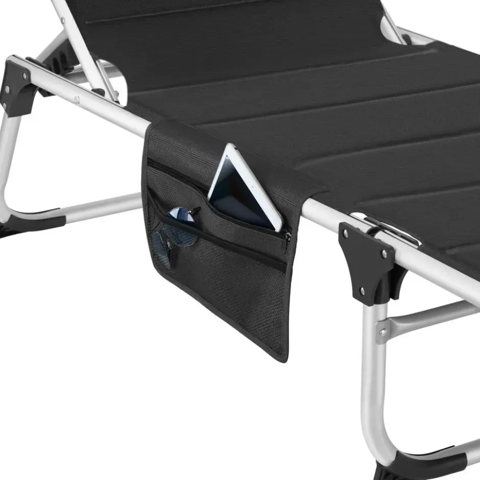 tectake Aluminium ligstoel Lorella, gestoffeerd, opvouwbaar, Zwart