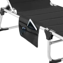 tectake Aluminium ligstoel Lorella, gestoffeerd, opvouwbaar, Zwart