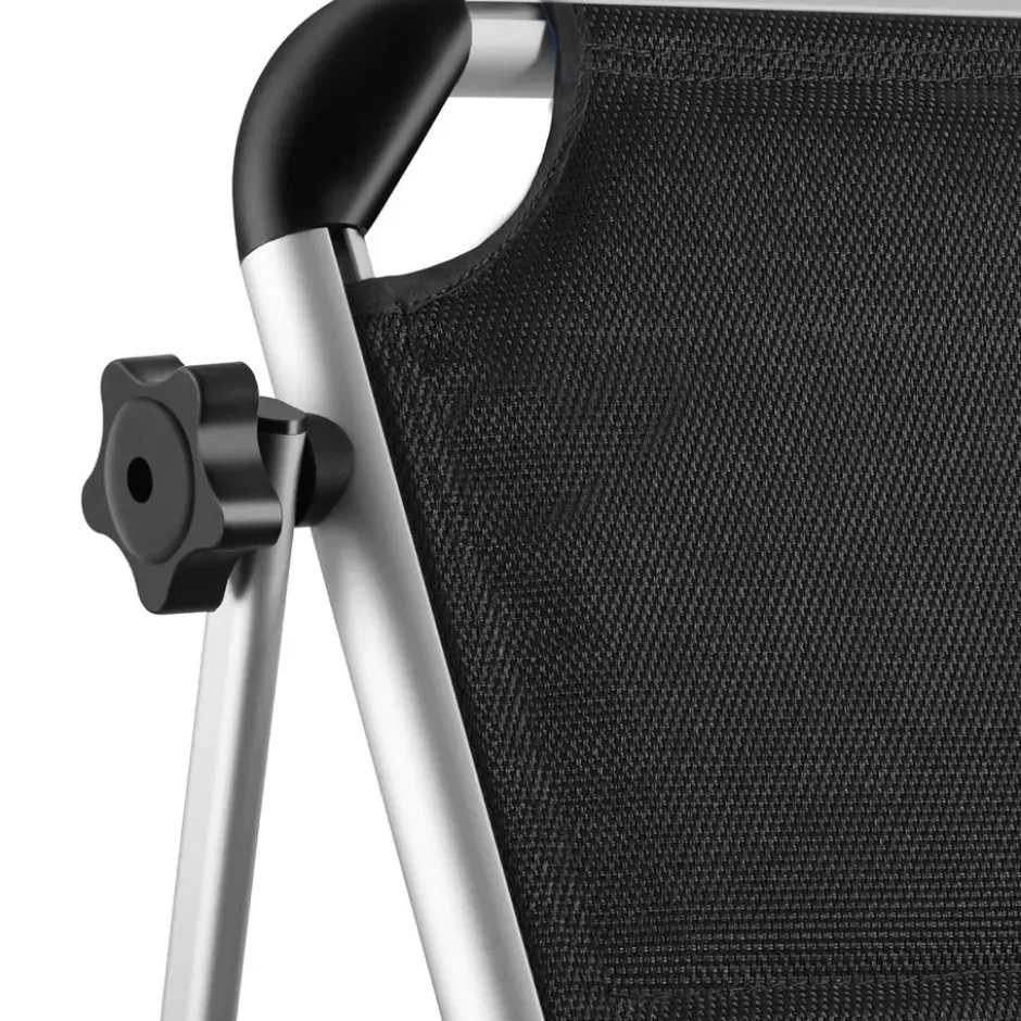 tectake Aluminium ligstoel Lorella, gestoffeerd, opvouwbaar, Zwart