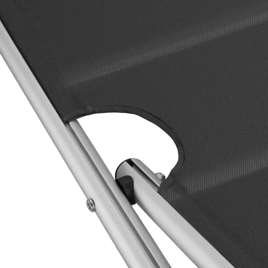 tectake Aluminium ligstoel Lorella, gestoffeerd, opvouwbaar, Zwart