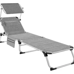 tectake Aluminium ligstoel Lorella, gestoffeerd, opvouwbaar, Grijsgevlekt