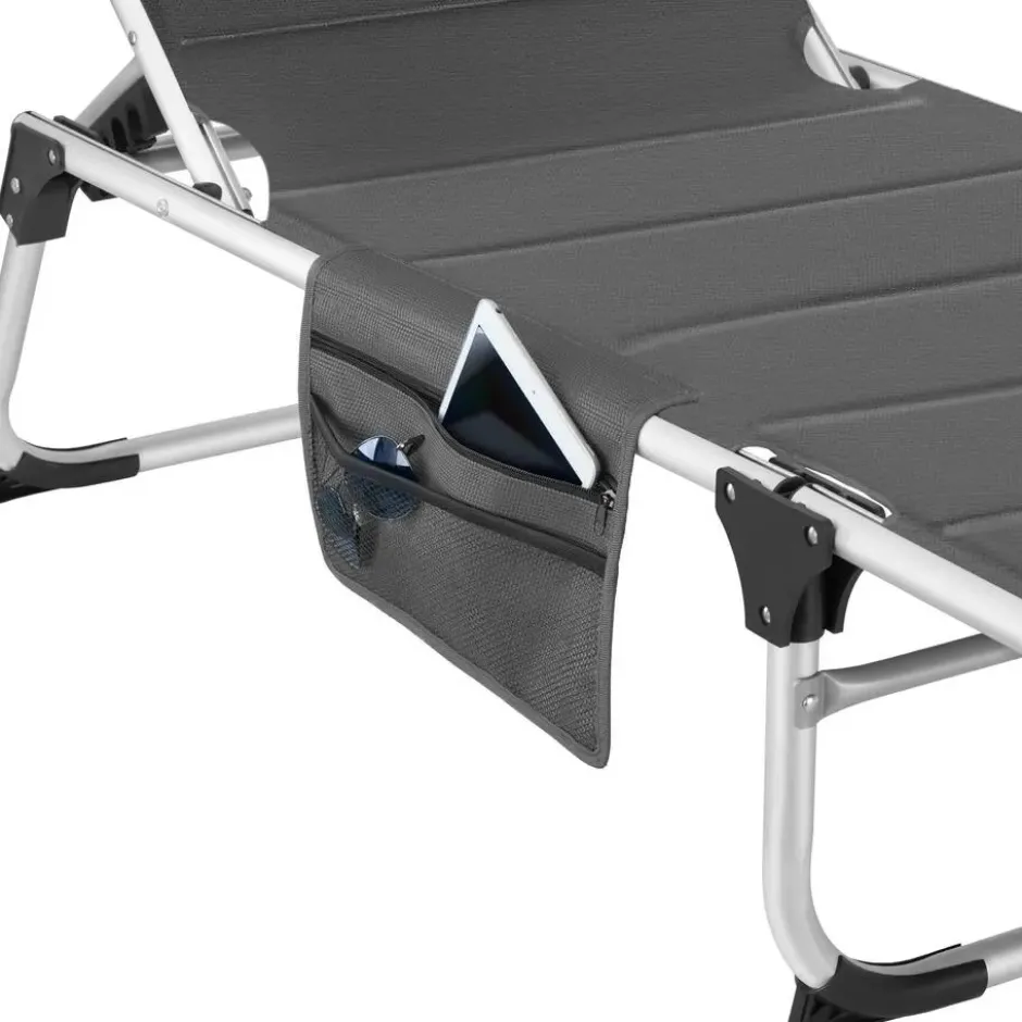 tectake Aluminium ligstoel Lorella, gestoffeerd, opvouwbaar, Grijs