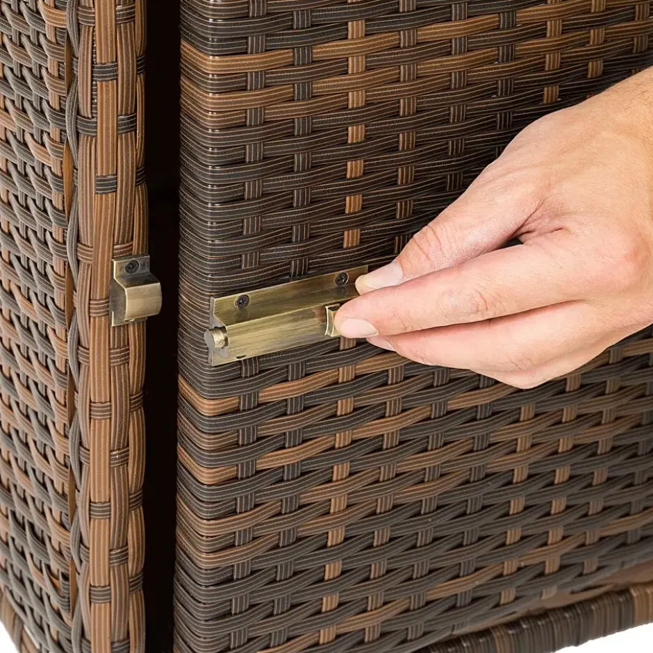 tectake aluminium rotan ligstoelen set - bruin - bijzettafel met opbergruimte