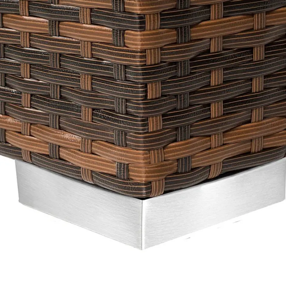 tectake aluminium rotan ligstoelen set - bruin - bijzettafel met opbergruimte