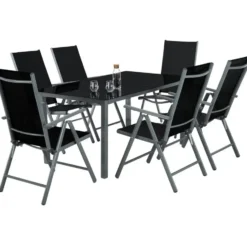 tectake Aluminium tuinset 6+1 - Antraciet