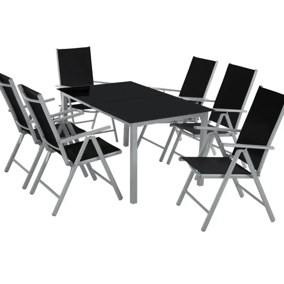 tectake Aluminium tuinset 6+1 - Zilver