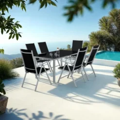 tectake Aluminium tuinset 6+1 - Zilver