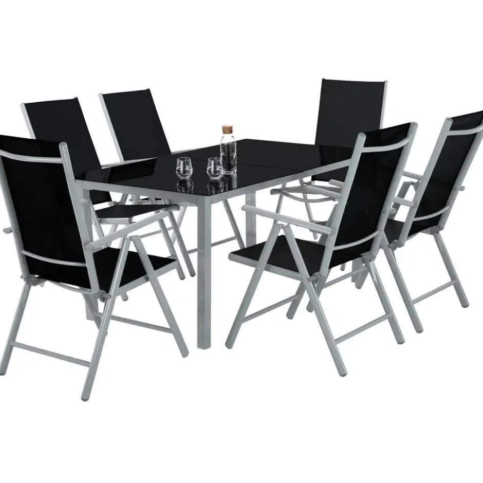 tectake Aluminium tuinset 6+1 - Zilver