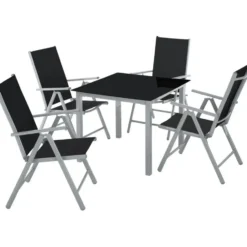 tectake Aluminium tuinset 4+1 - Zilver
