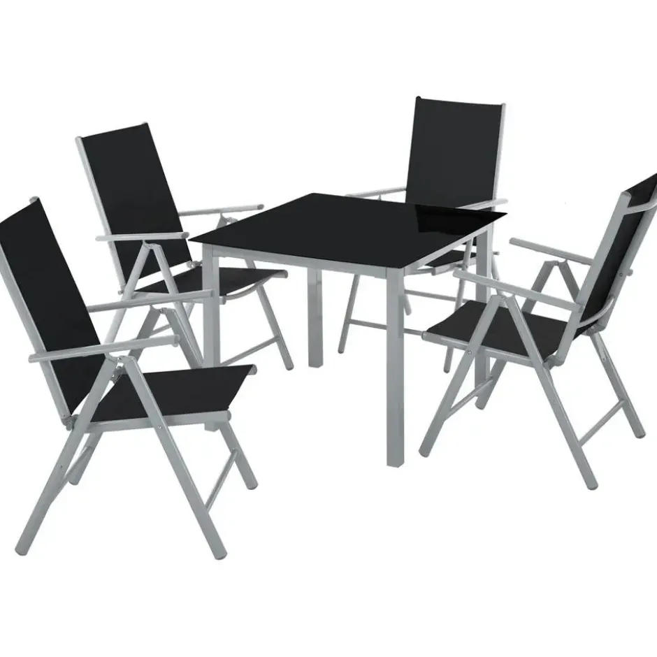 tectake Aluminium tuinset 4+1 - Zilver