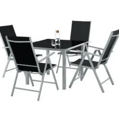 tectake Aluminium tuinset 4+1 - Zilver
