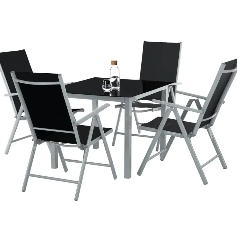 tectake Aluminium tuinset 4+1 - Zilver