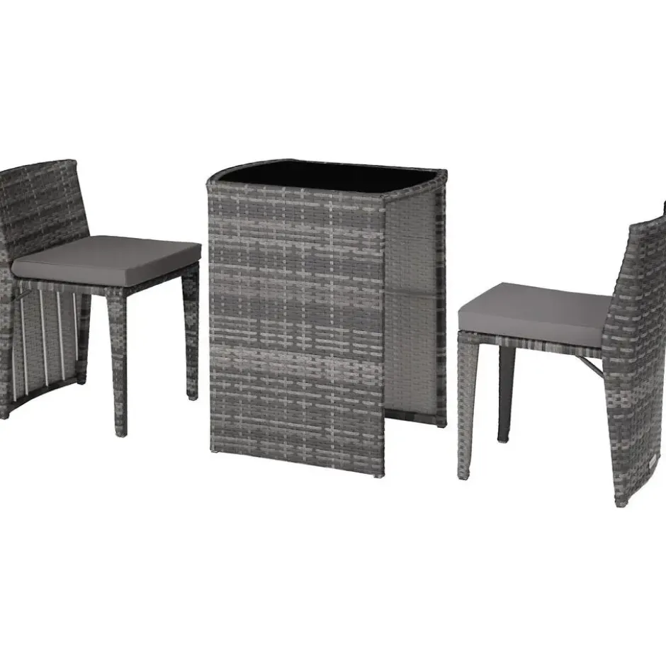 tectake Aluminium wicker bistroset Hamburg, Grijs