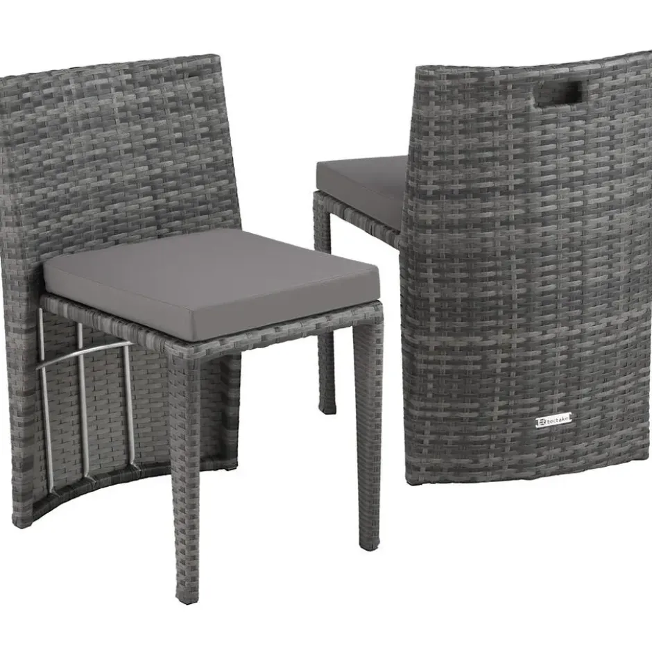 tectake Aluminium wicker bistroset Hamburg, Grijs