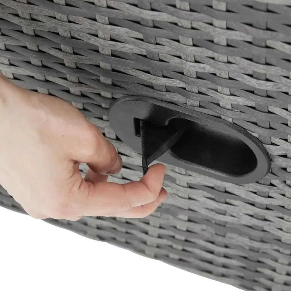 tectake Aluminium Wickerfauteuil, Grijs, Verstelbare Rug- En Voetsteun