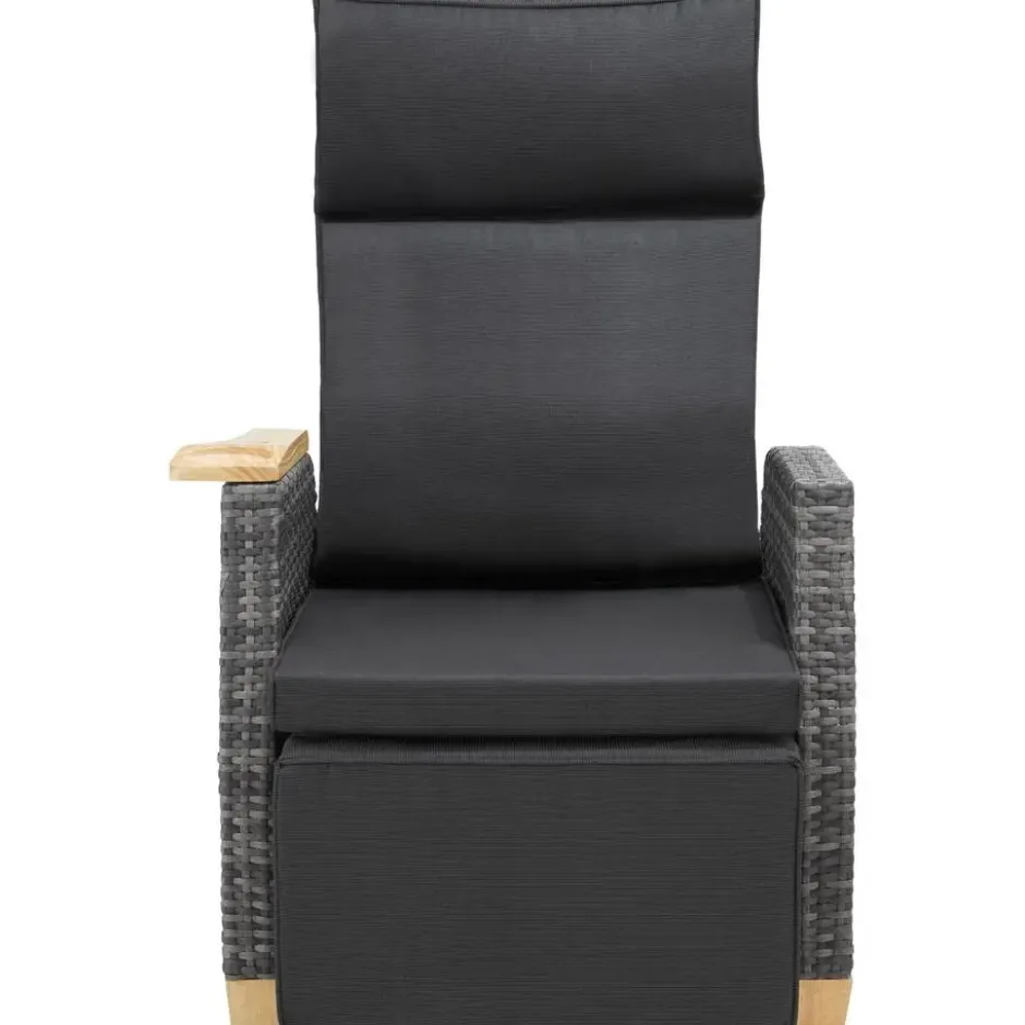 tectake Aluminium Wickerfauteuil, Grijs, Verstelbare Rug- En Voetsteun