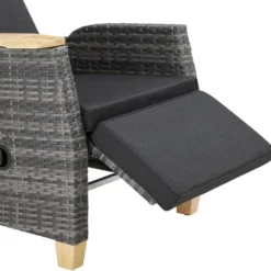 tectake Aluminium Wickerfauteuil, Grijs, Verstelbare Rug- En Voetsteun